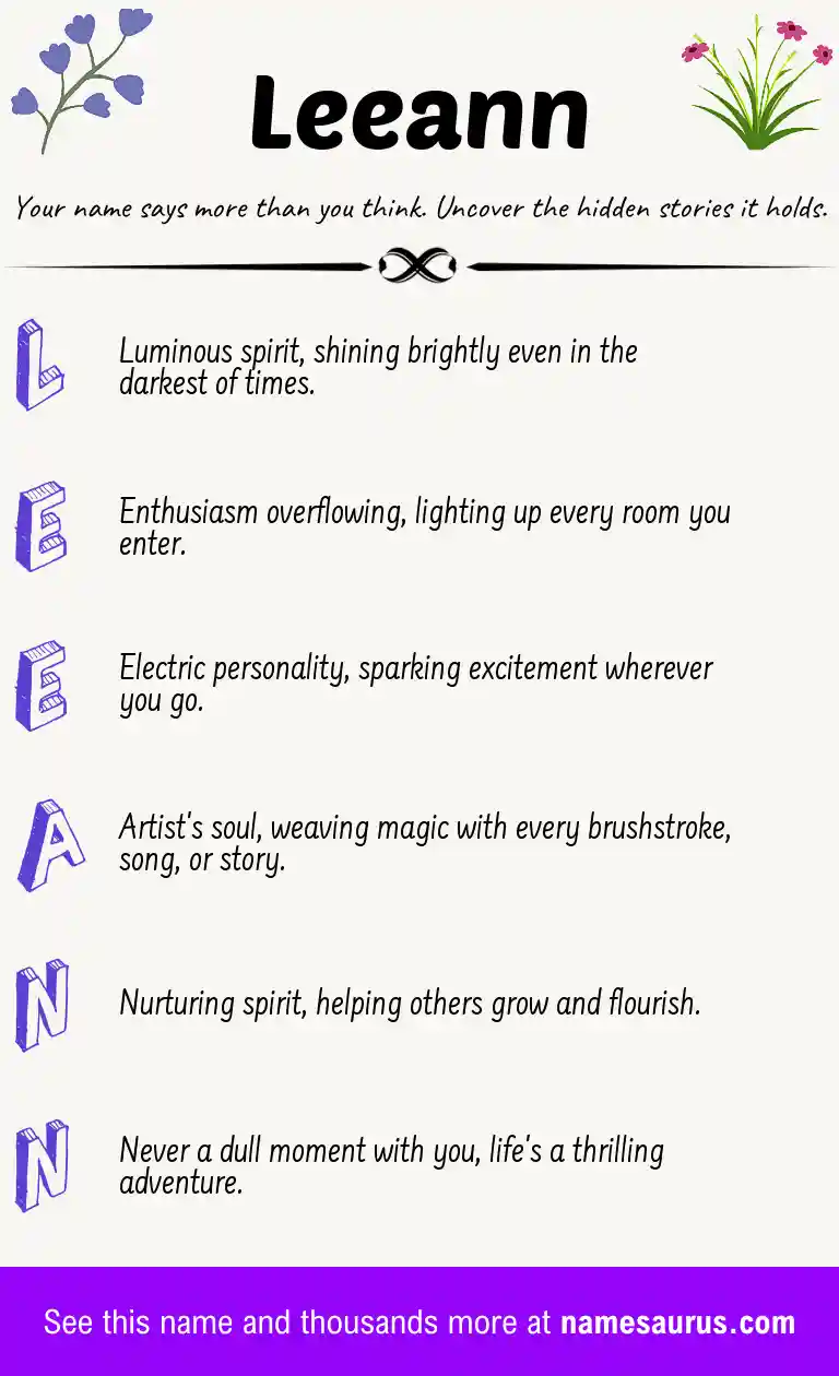 Acrostic poem about Leeann.