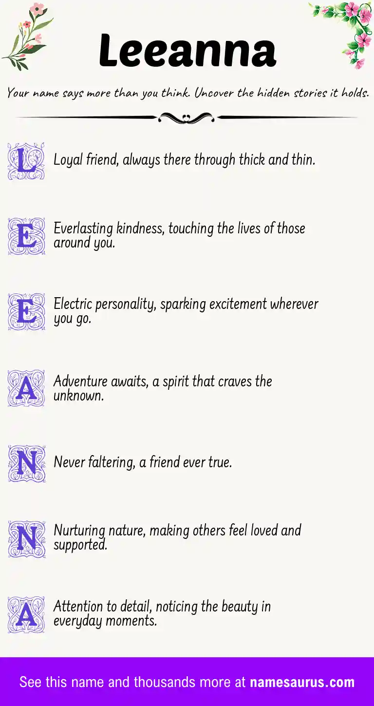 Acrostic poem about Leeanna.