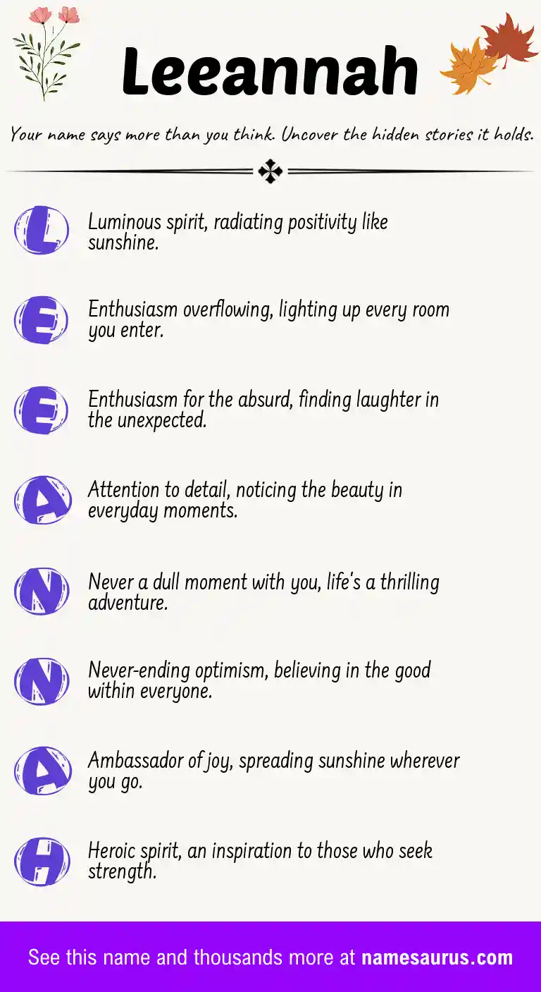 Acrostic poem about Leeannah.