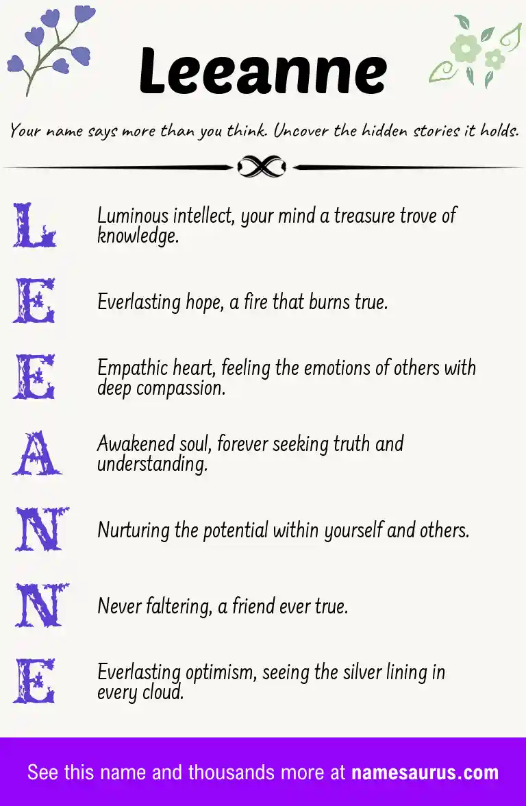 Acrostic poem about Leeanne.