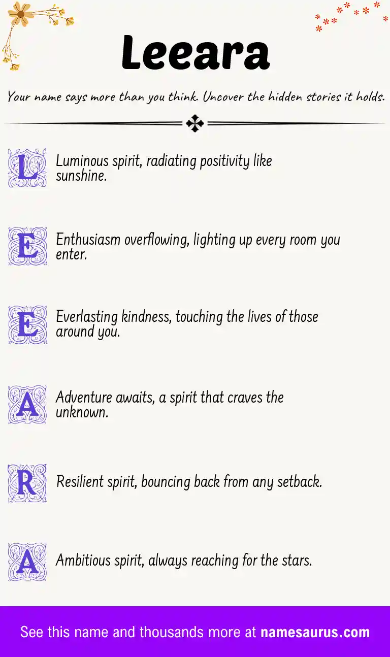 Acrostic poem about Leeara.