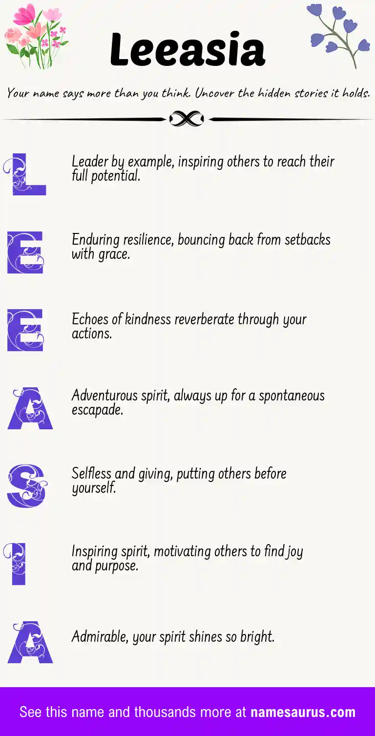 Acrostic poem about Leeasia.