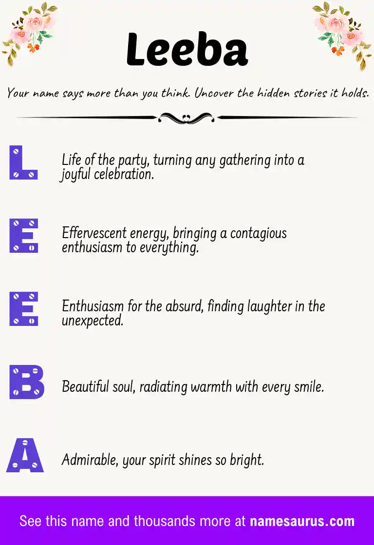 Acrostic poem about Leeba.