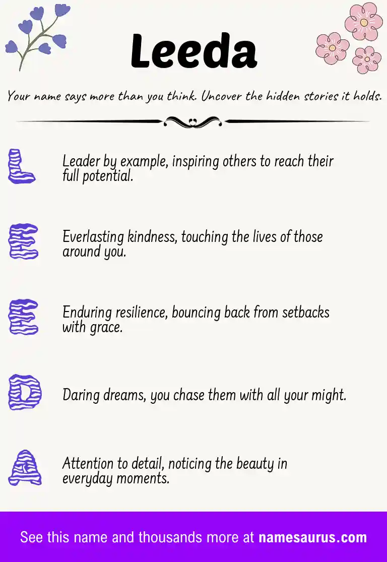 Acrostic poem about Leeda.