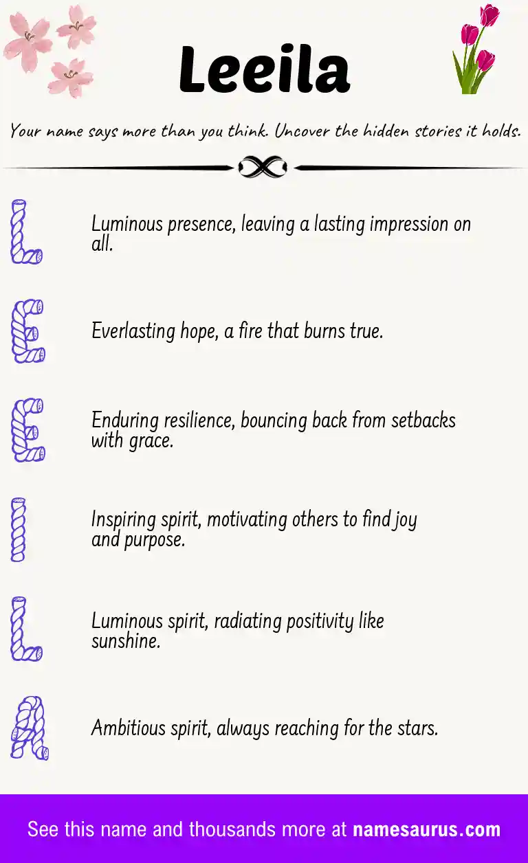 Acrostic poem about Leeila.