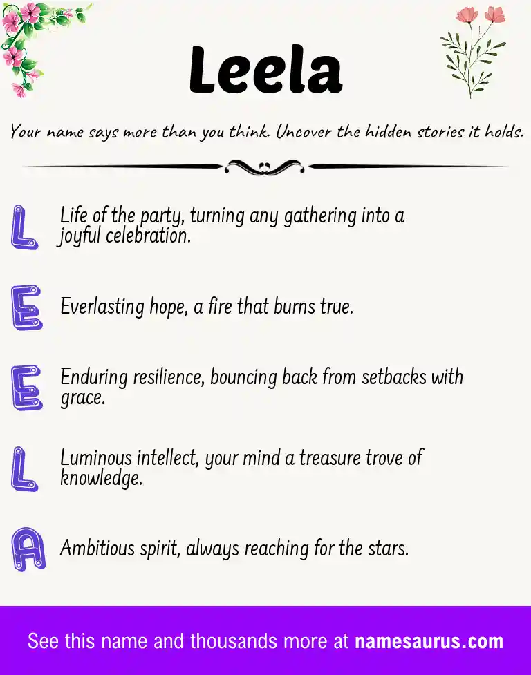 Acrostic poem about Leela.