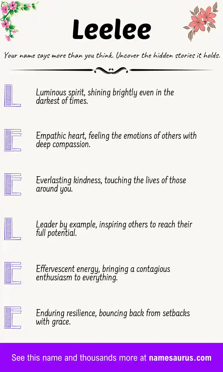 Acrostic poem about Leelee.
