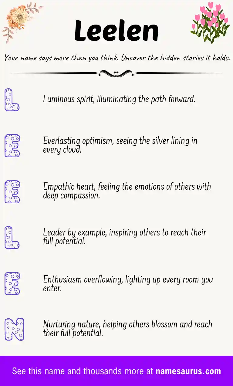 Acrostic poem about Leelen.