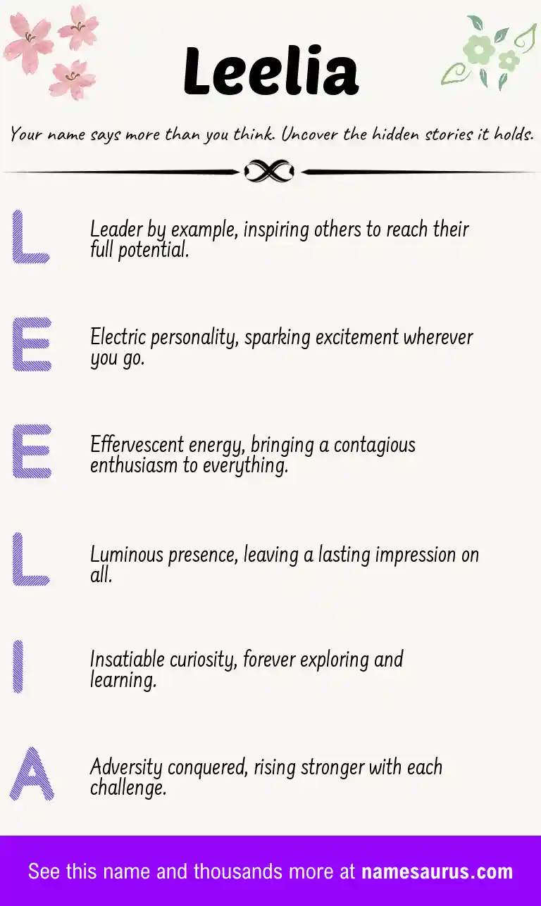 Acrostic poem about Leelia.