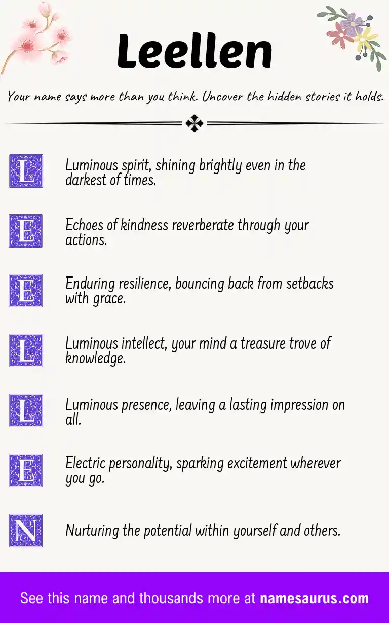 Acrostic poem about Leellen.