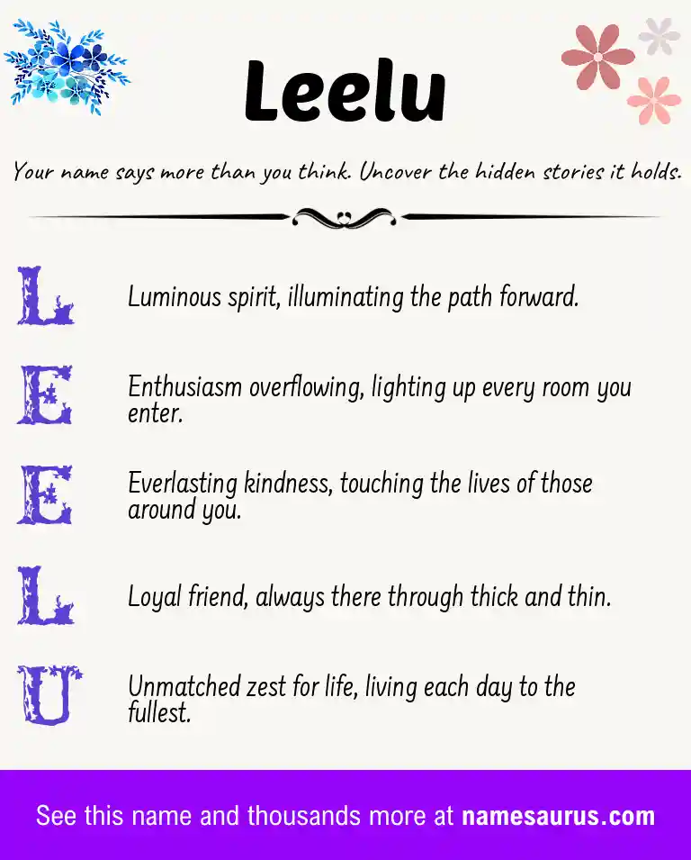 Acrostic poem about Leelu.