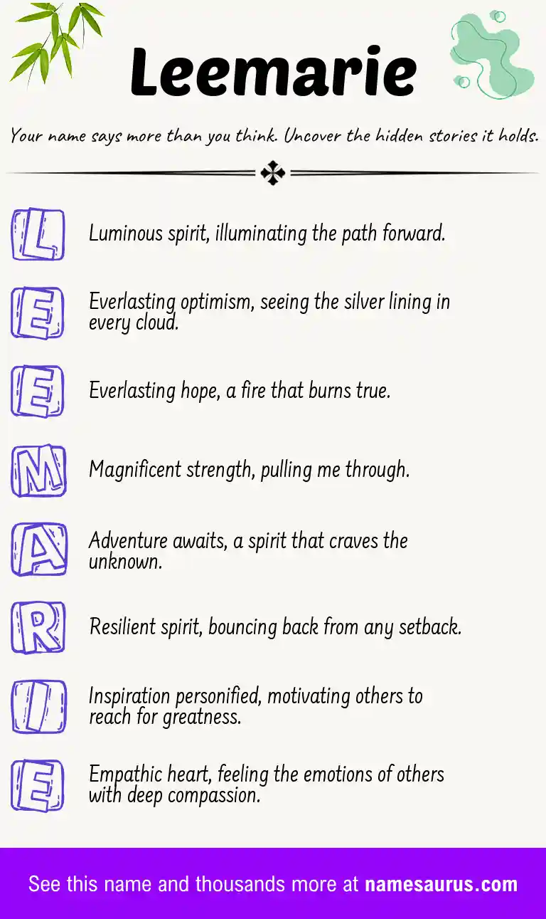 Acrostic poem about Leemarie.