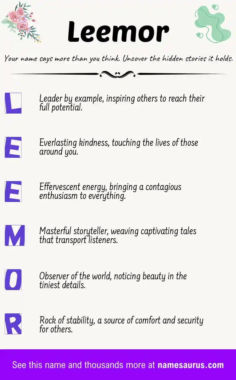 Acrostic poem about Leemor.