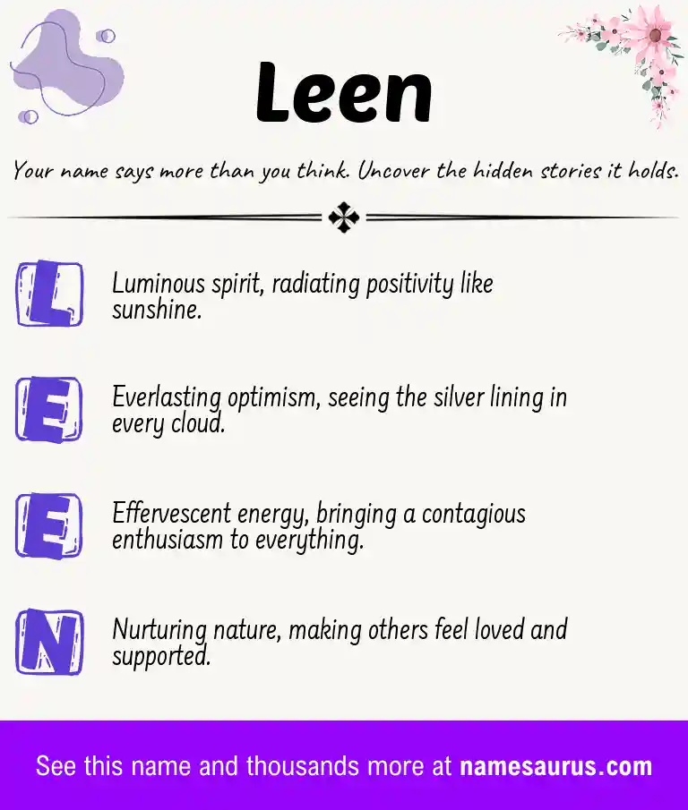 Acrostic poem about Leen.