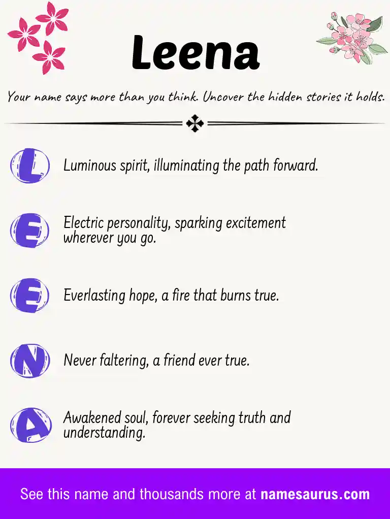 Acrostic poem about Leena.