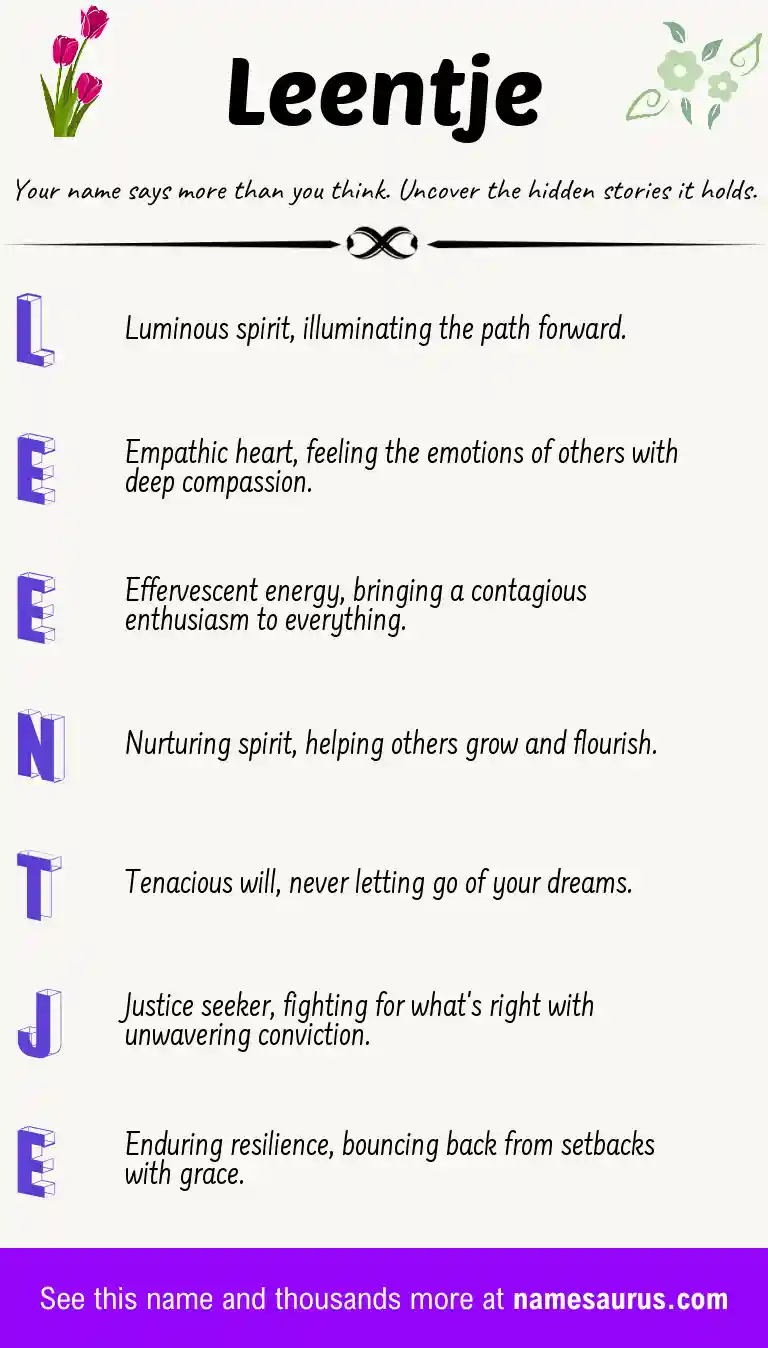 Acrostic poem about Leentje.