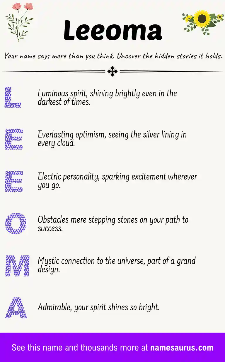 Acrostic poem about Leeoma.