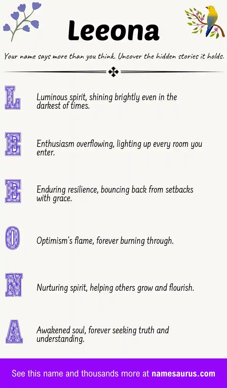 Acrostic poem about Leeona.