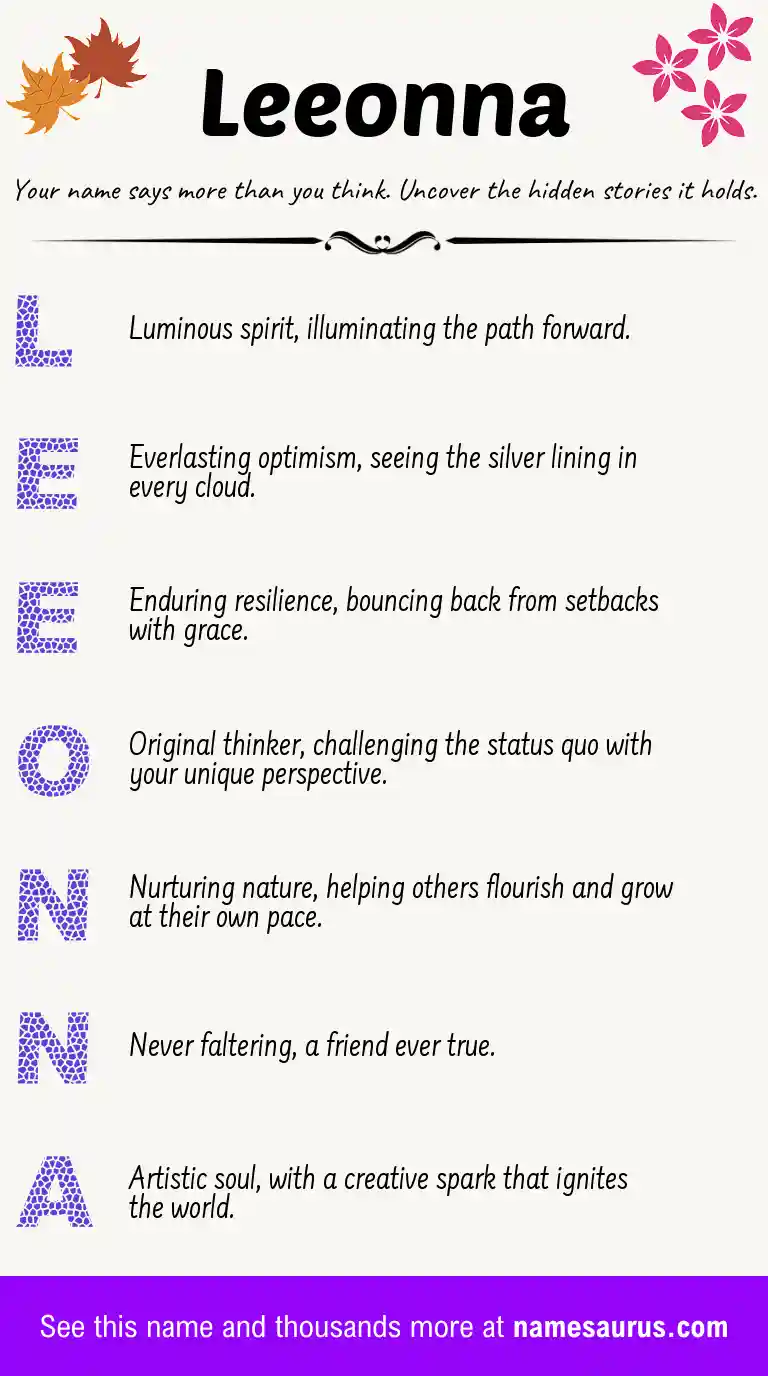 Acrostic poem about Leeonna.