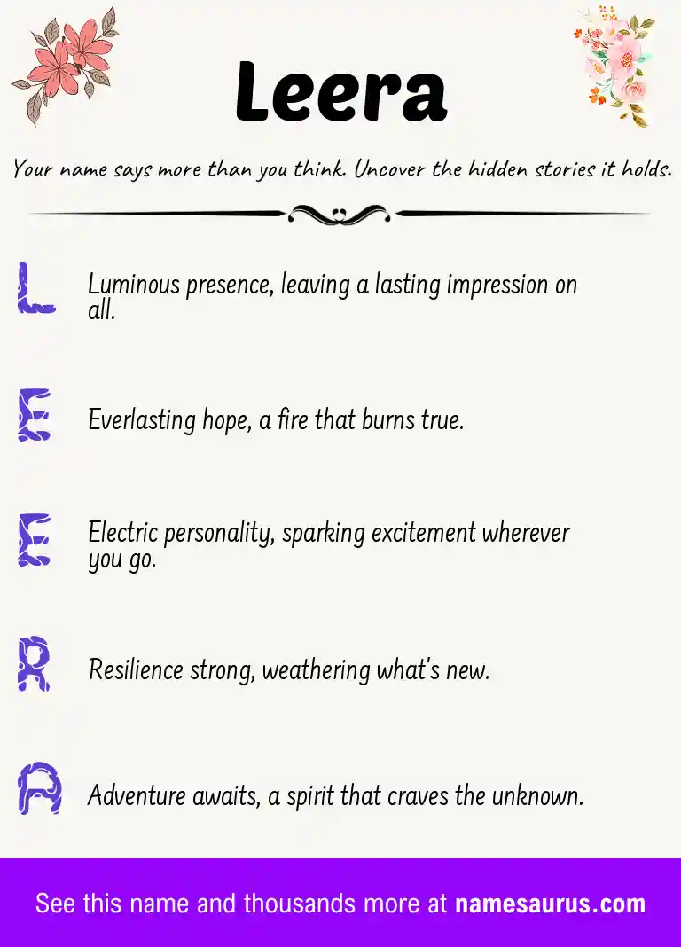 Acrostic poem about Leera.