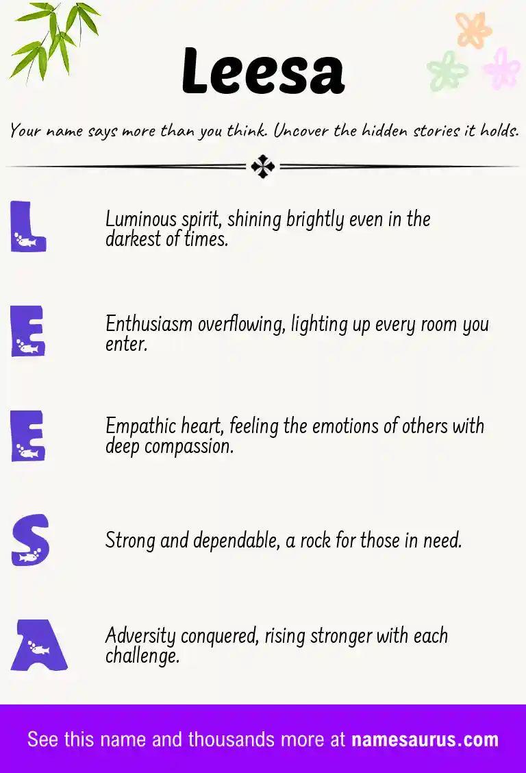 Acrostic poem about Leesa.