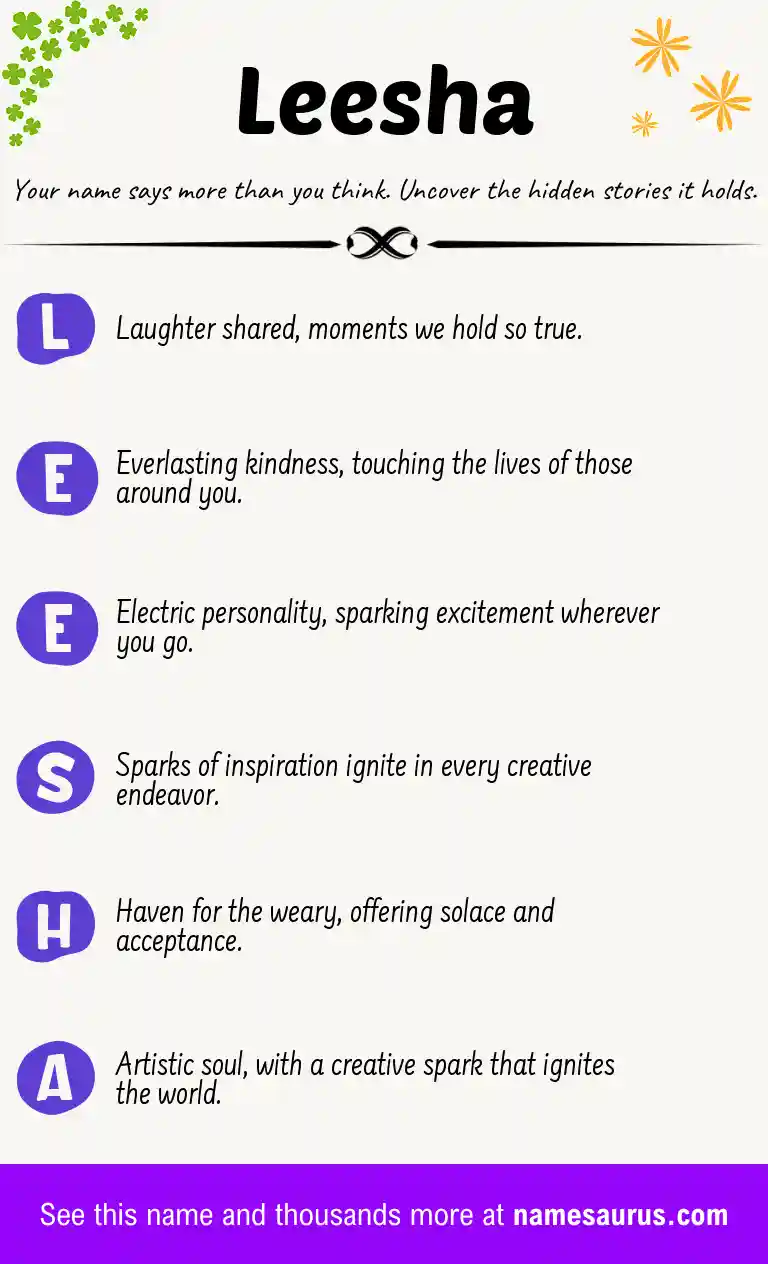 Acrostic poem about Leesha.