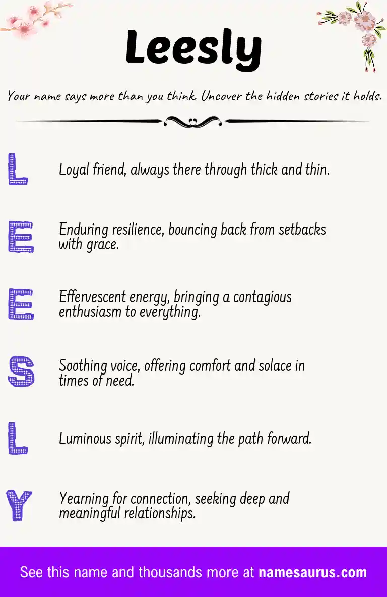 Acrostic poem about Leesly.