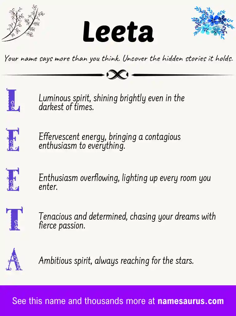 Acrostic poem about Leeta.