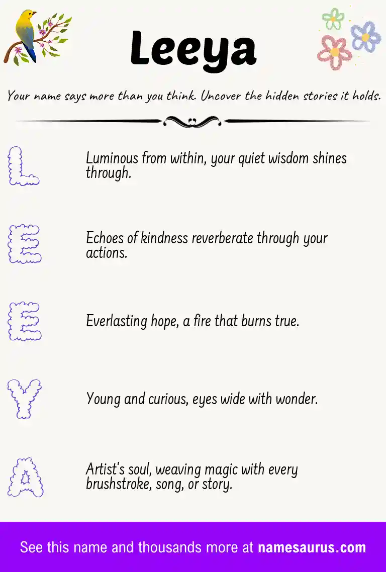 Acrostic poem about Leeya.