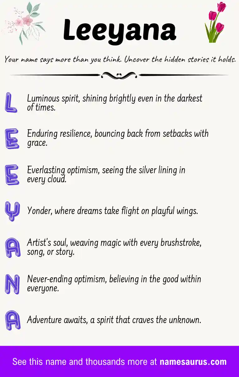 Acrostic poem about Leeyana.