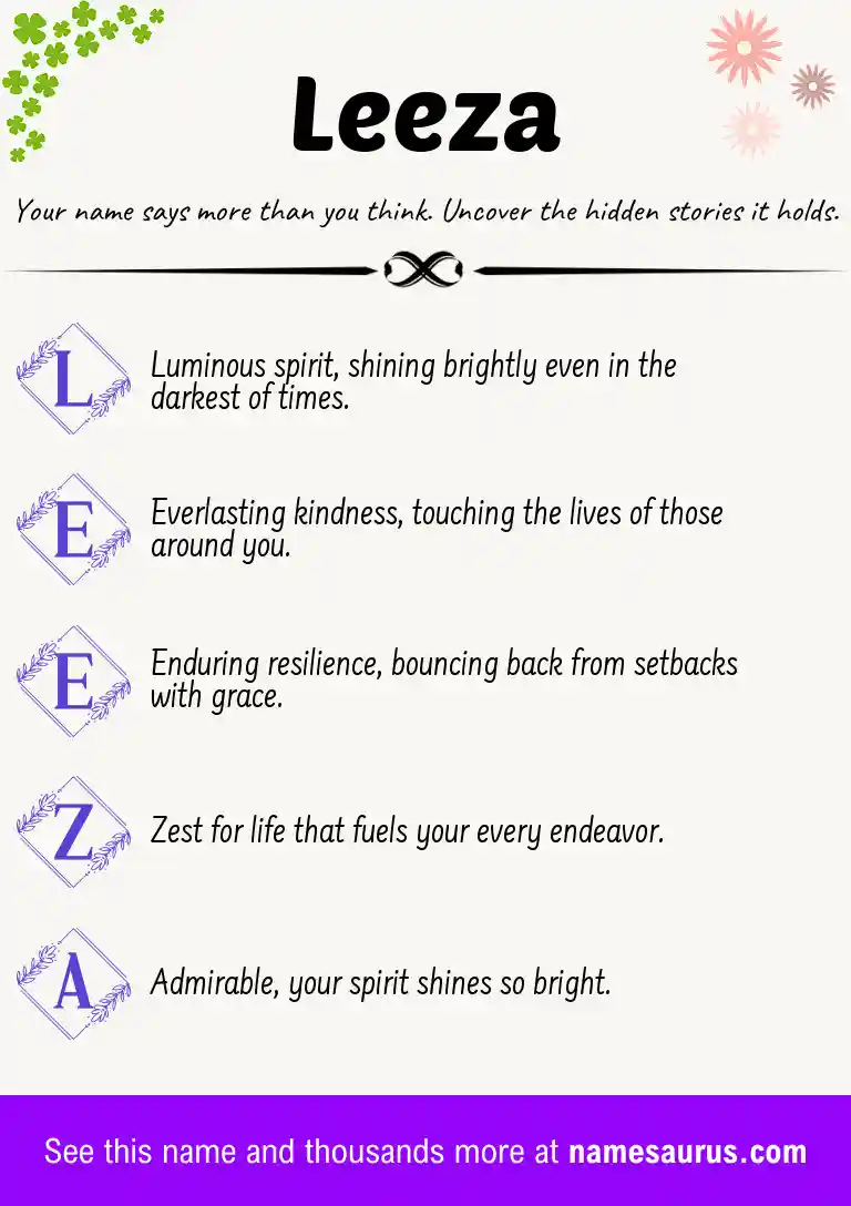 Acrostic poem about Leeza.