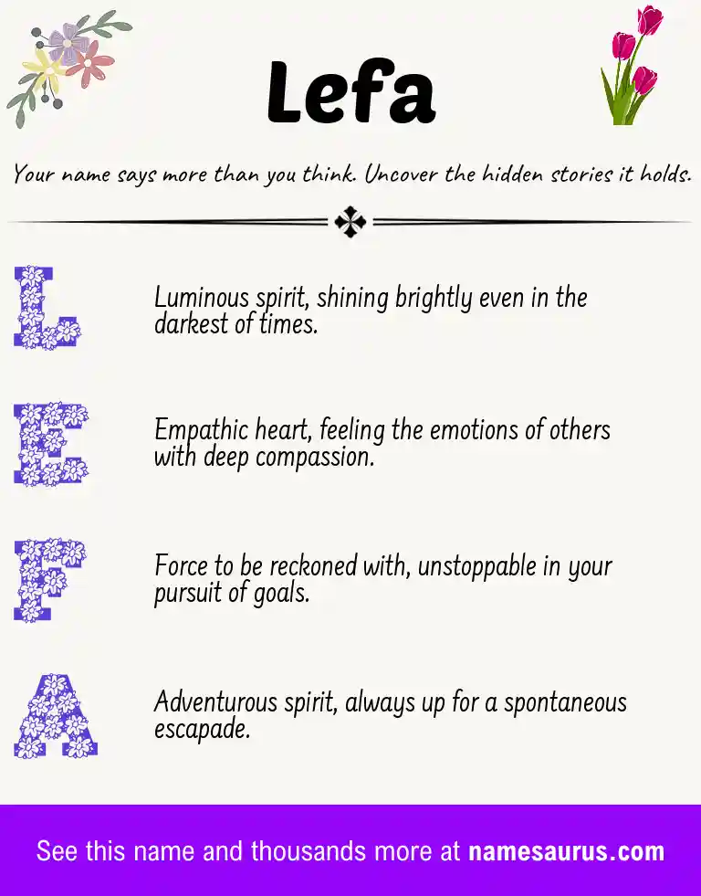 Acrostic poem about Lefa.