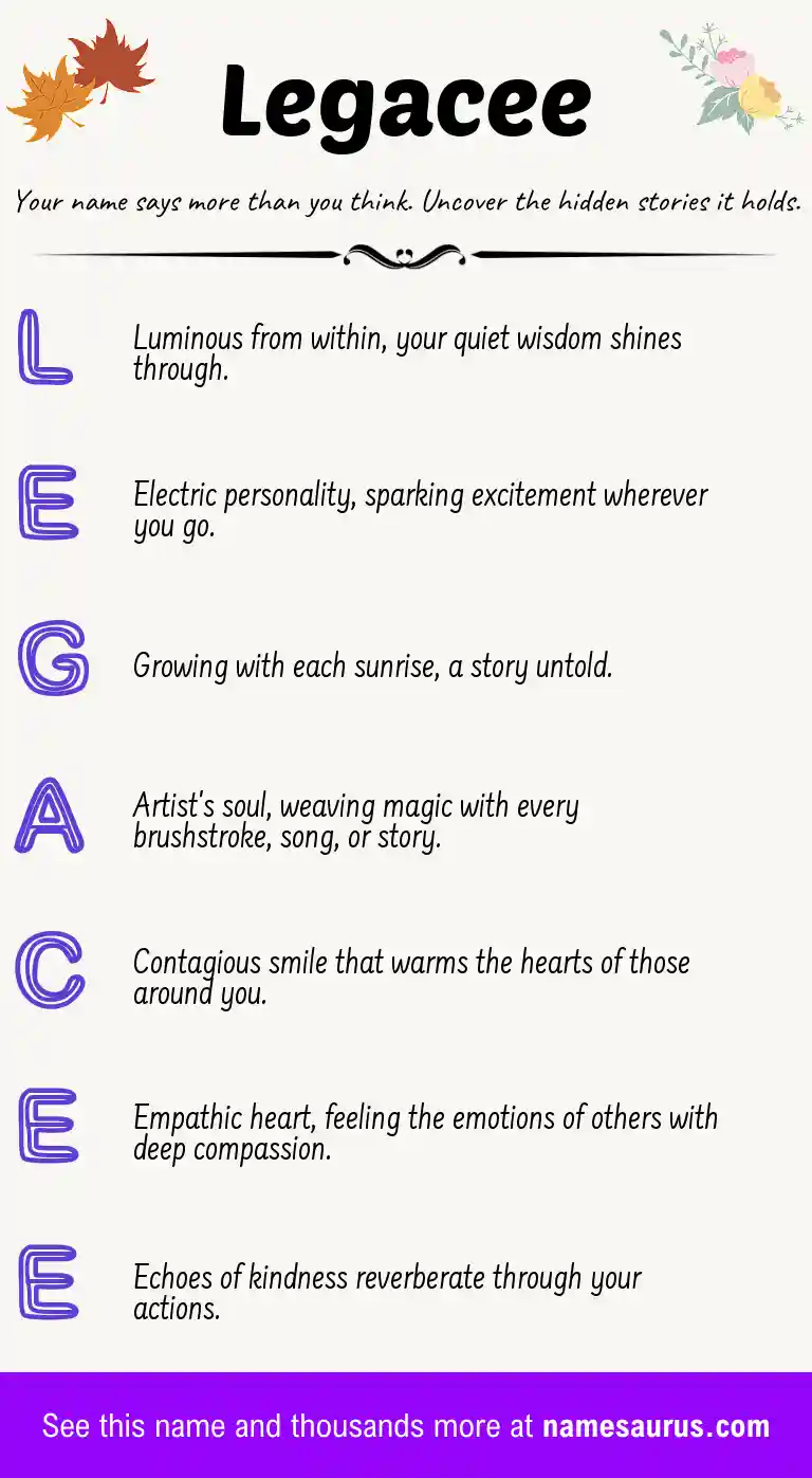 Acrostic poem about Legacee.