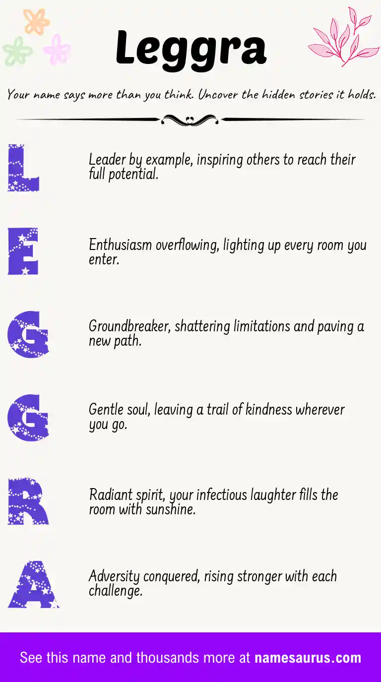 Acrostic poem about Leggra.