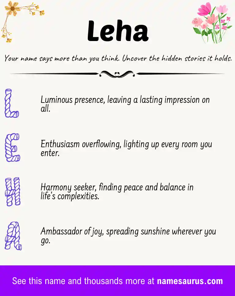 Acrostic poem about Leha.