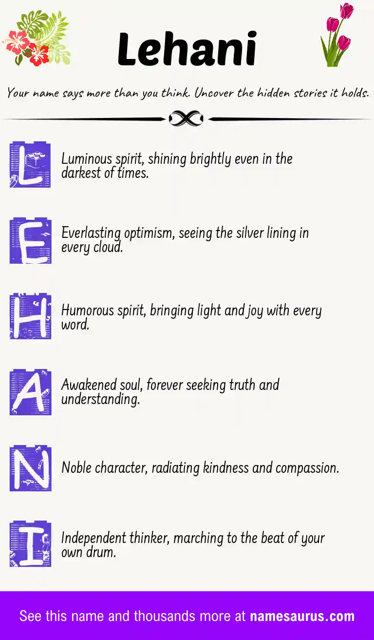 Acrostic poem about Lehani.