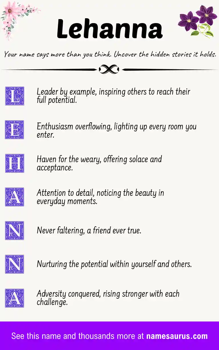 Acrostic poem about Lehanna.