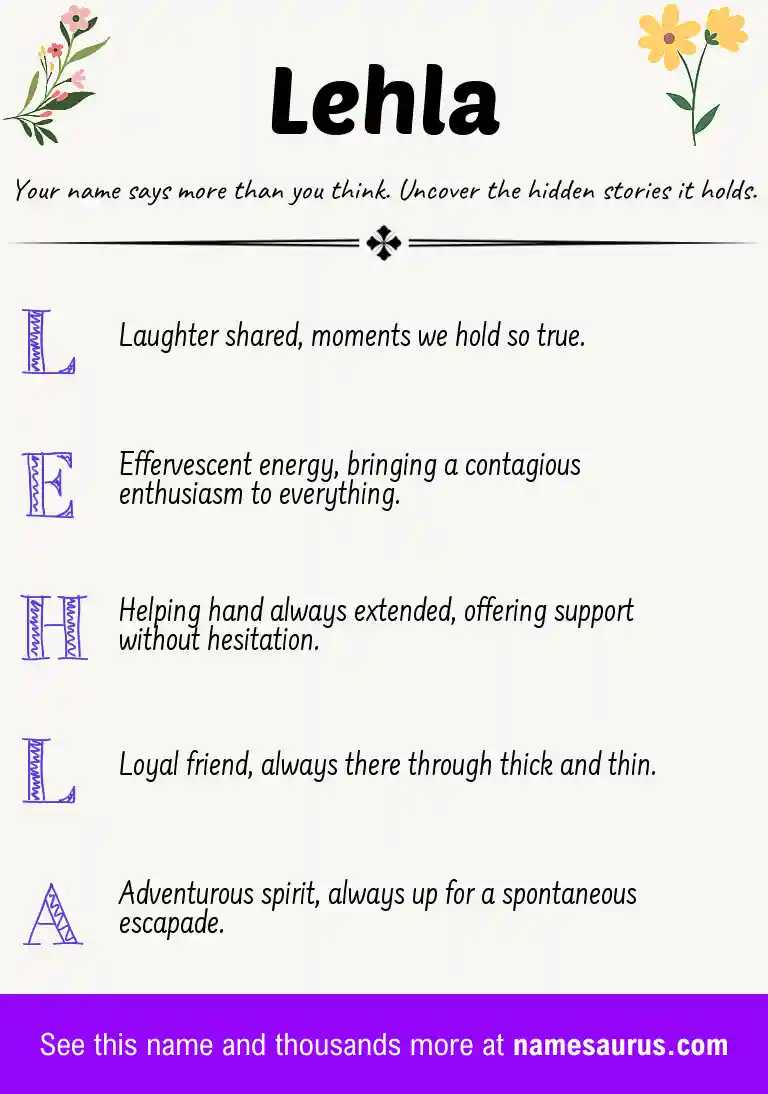 Acrostic poem about Lehla.