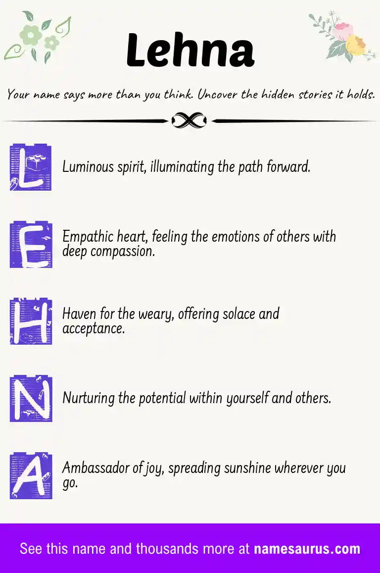 Acrostic poem about Lehna.