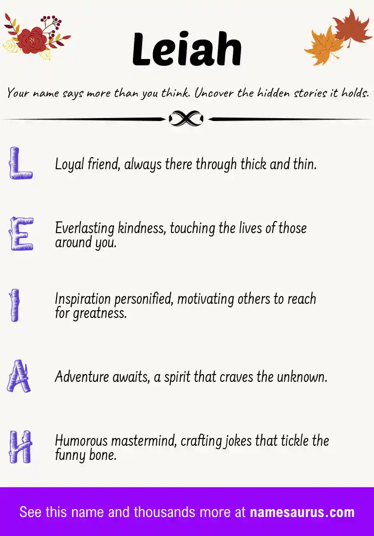 Acrostic poem about Leiah.