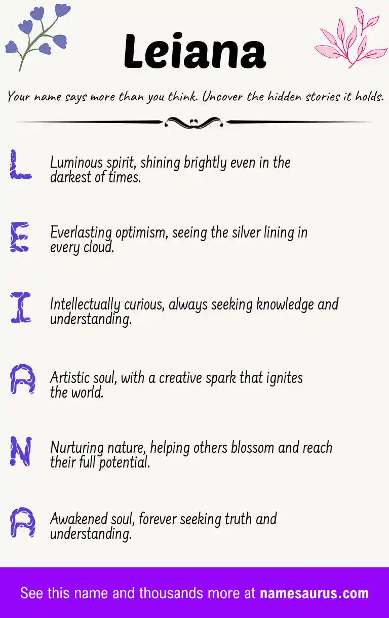 Acrostic poem about Leiana.