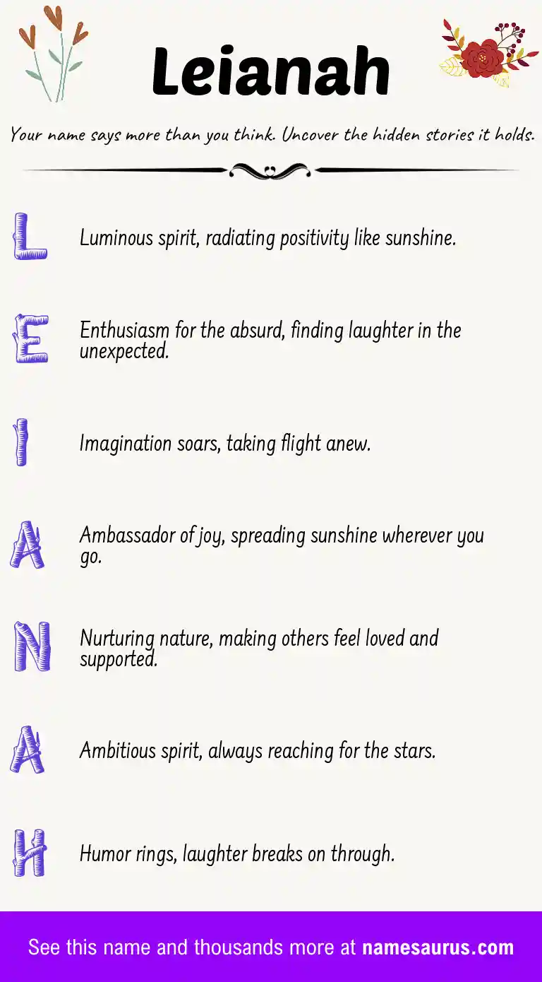 Acrostic poem about Leianah.