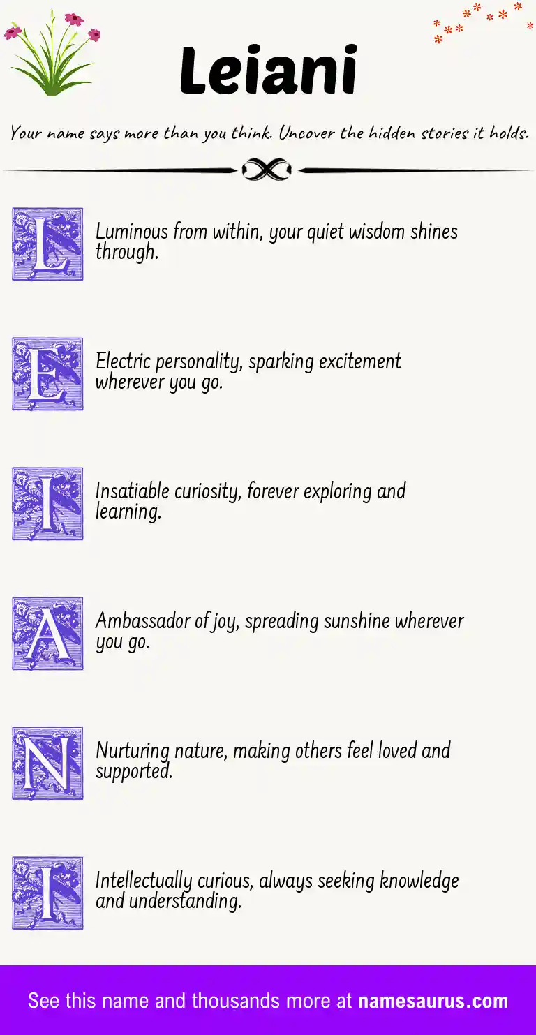 Acrostic poem about Leiani.