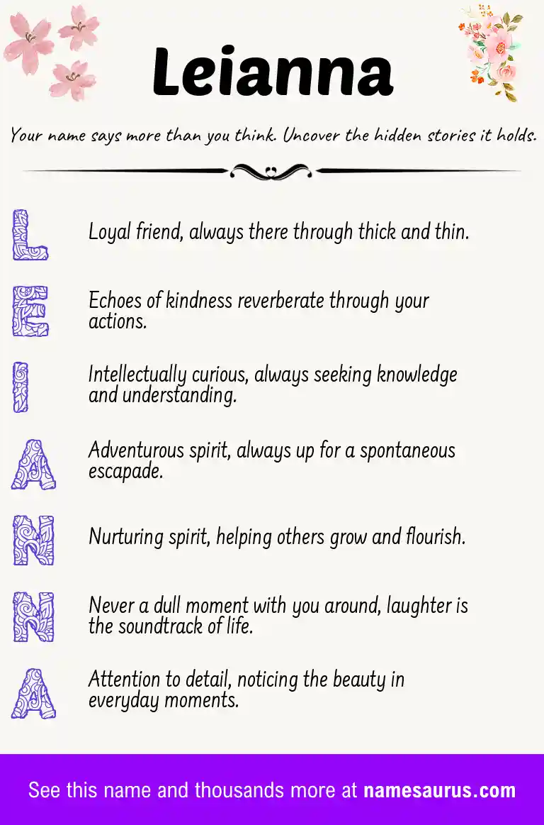 Acrostic poem about Leianna.