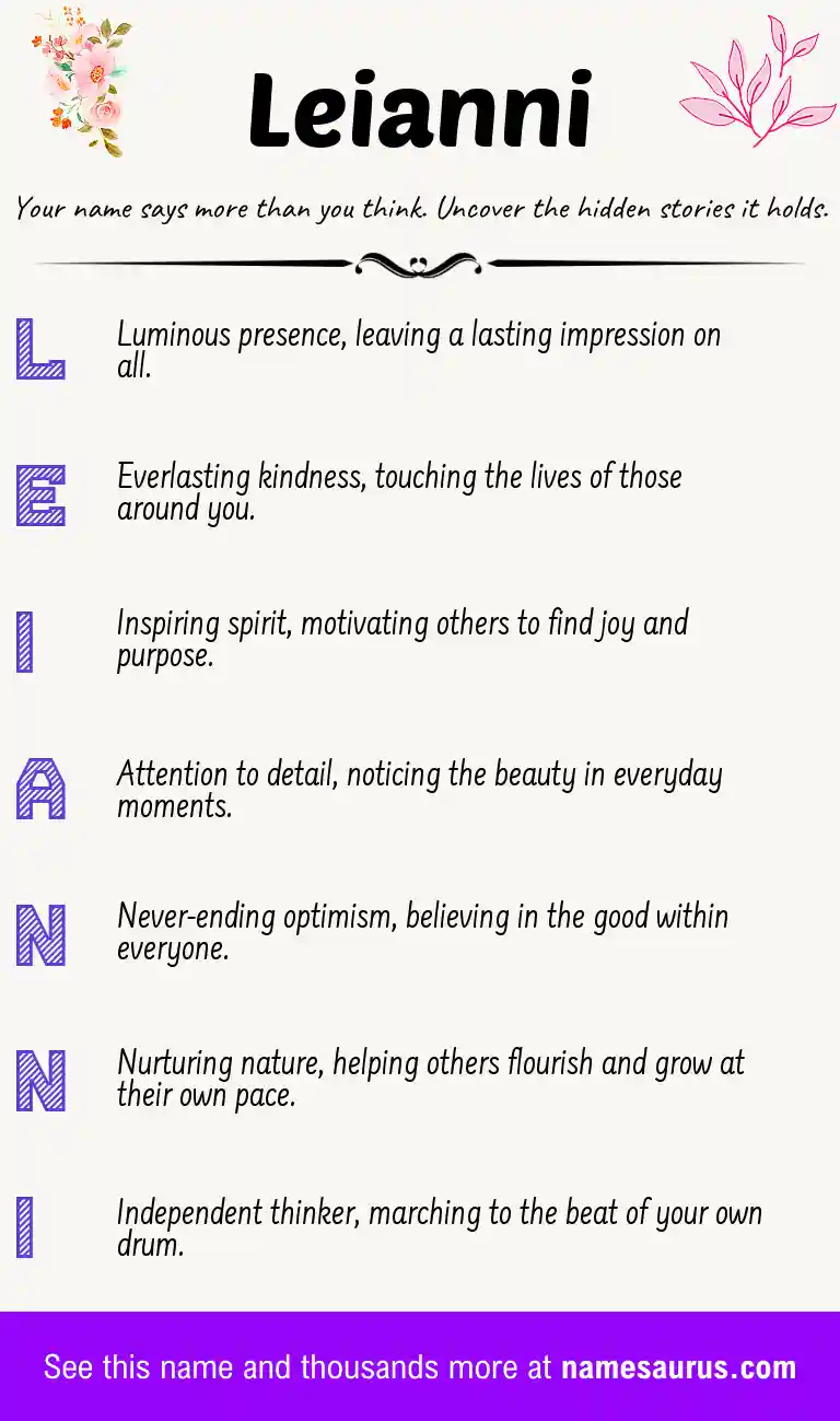 Acrostic poem about Leianni.