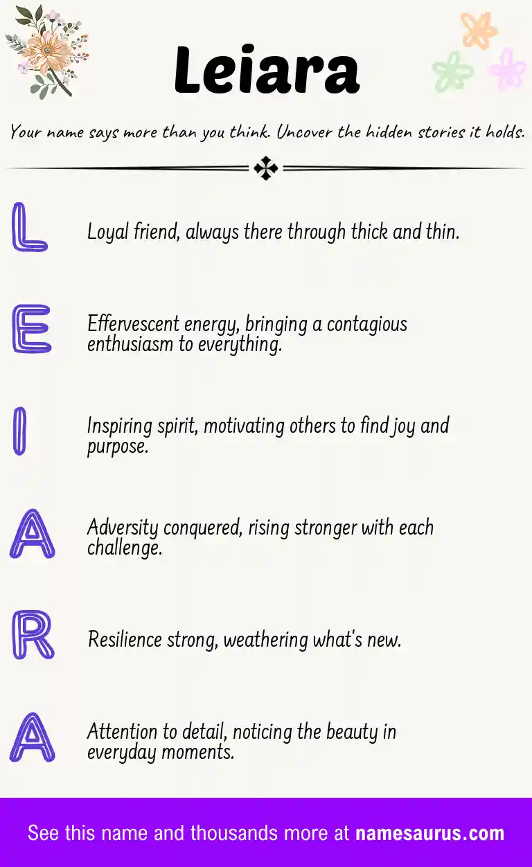 Acrostic poem about Leiara.