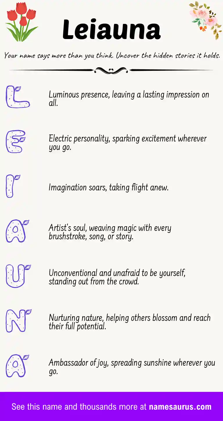 Acrostic poem about Leiauna.