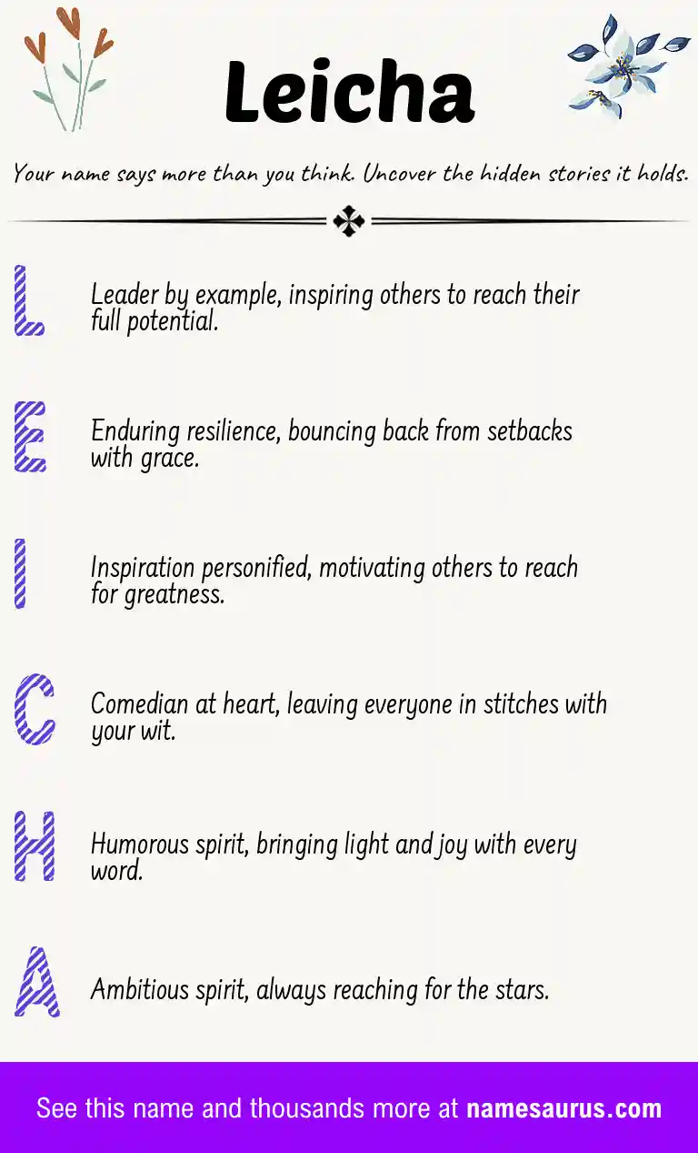 Acrostic poem about Leicha.