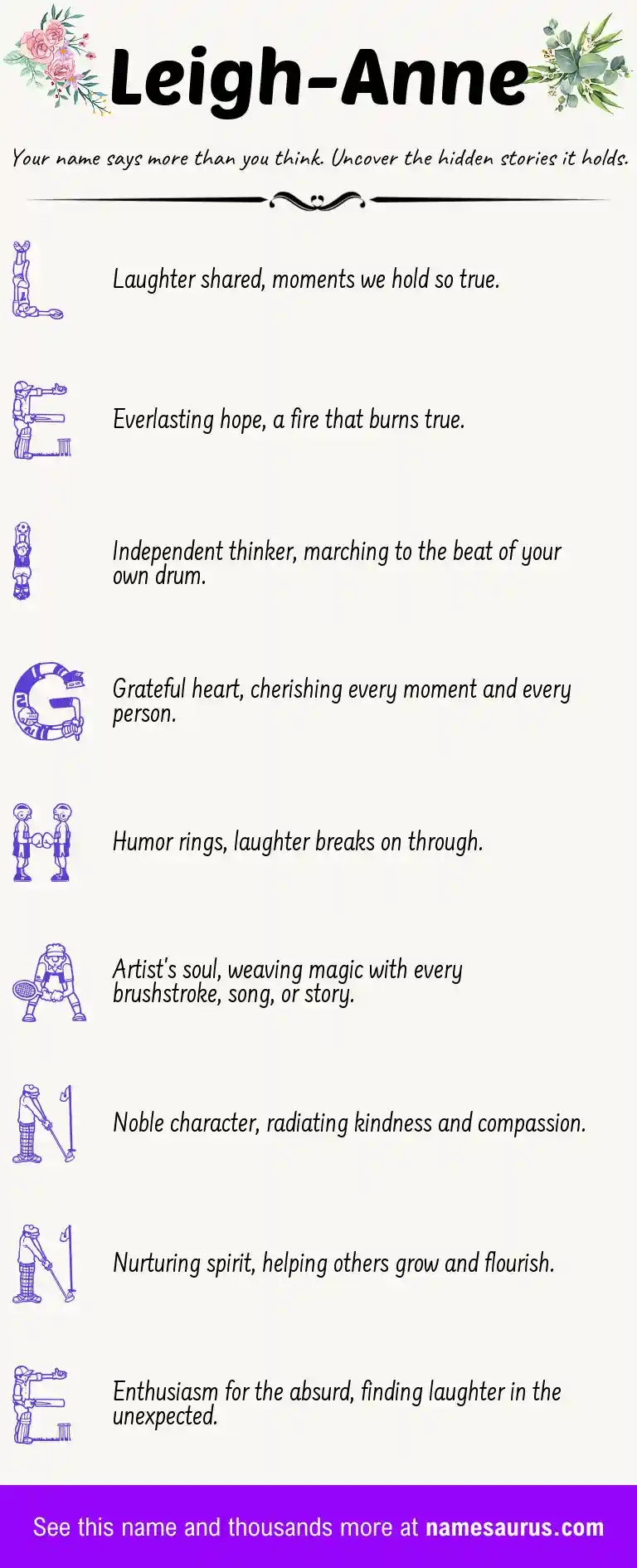 Acrostic poem about Leigh-Anne.