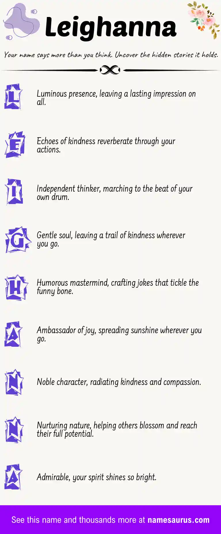 Acrostic poem about Leighanna.